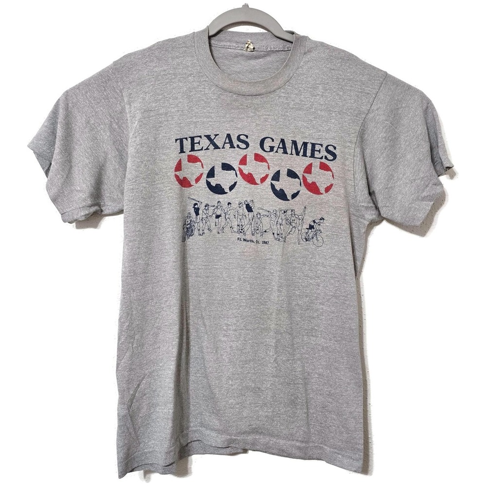 Vintage Texas Game Shirt Mens Large Gray 1987 Ft Worth Graphic Tee Single Stitch